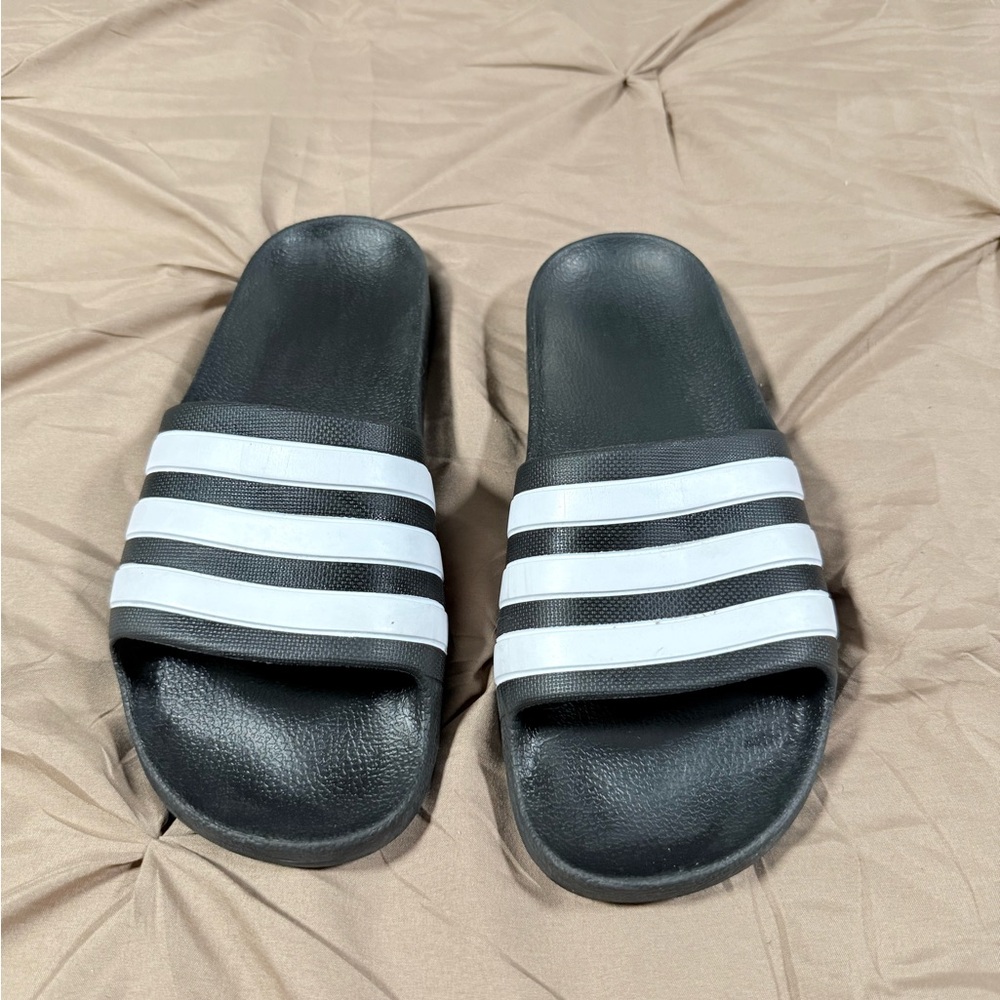 adidas Black and White Adilette Slide Sandals
